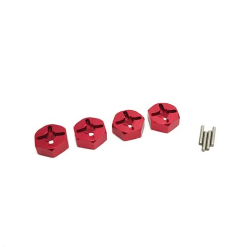 MGHGFYTAS RC Autoteile Für Wltoys 144001 144010 124017 124018 RC Auto Upgrade Teile 4 Stücke Metall Hex Zubehör Teile(Red) von MGHGFYTAS