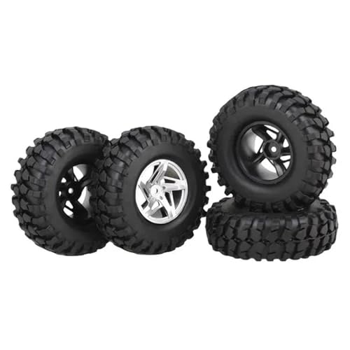 MGHGFYTAS RC Reifen Kompatibel Mit Axial Für SCX10 96 Mm 4 Stück 1,9 Zoll RC Crawler Autoreifen Reifen Mit Aluminiumlegierung Radnabe RC Auto Upgrade Teile(White) von MGHGFYTAS