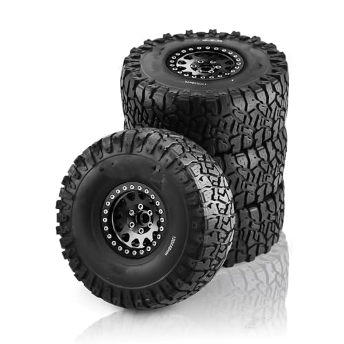 MGHGFYTAS RC Reifen Kompatibel Mit Axial Für SCX10 RR10 AX10 Wraith 90048 90018 KM2 4 Stück 1,9 Zoll Beadlock-Felgen Und Gummireifen Für 1/10 RC Rock Crawler(Color1) von MGHGFYTAS