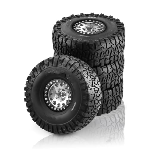 MGHGFYTAS RC Reifen Kompatibel Mit Axial Für SCX10 RR10 AX10 Wraith 90048 90018 KM2 4 Stück 1,9 Zoll Beadlock-Felgen Und Gummireifen Für 1/10 RC Rock Crawler(Color4) von MGHGFYTAS