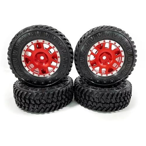 MGHGFYTAS RC Reifen Kompatibel Mit Axial Für SCX24 1/24 RC Autoteil RC Autozubehör Ersatzteile RC Teil Kunststoff Verschleißfeste Felgen Reifen(Red) von MGHGFYTAS