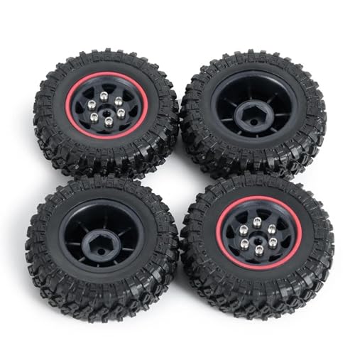 MGHGFYTAS RC Reifen Kompatibel Mit Axial Für SCX24 90081 4PCS 49 * 18mm Beadlock Micro Crawler Rad Felgen Reifen Set Für 1/24 RC Crawler Auto RC Auto Reifen(Red) von MGHGFYTAS