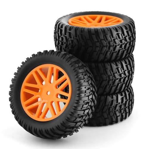 MGHGFYTAS RC Reifen Kompatibel Mit HSP 15502 94107 94170 94155 94177 Für HPI 1/10 Short Course Truck Reifen Reifen Rad 4Pcs 96Mm 12Mm Hex(Orange) von MGHGFYTAS