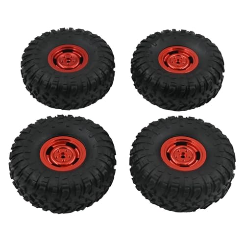 MGHGFYTAS RC Reifen Kompatibel Mit MN90 Für MN91K Für MN45 Für MN45K Für MN99S RC Auto 1:12 Reifenhaut Metall Felgennabe RC Auto Upgrade Teile Zubehör(Red,A) von MGHGFYTAS