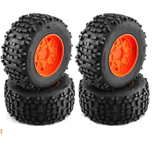 MGHGFYTAS RC Reifen Kompatibel Mit Slash Für ARRMA Für SENTON Für HSP Für HPI RC Car 173 Mm 1/8 1/10 Short Course Truck Reifen Mit 12 Mm 14 Mm 17 Mm Radsechskant(Red,B) von MGHGFYTAS