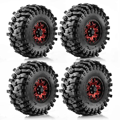 MGHGFYTAS RC Reifen Kompatibel Mit TRX4 Für Axial SCX10 Und SCX10 II RBx10 4-teiliges 1,9 Beadlock-Radfelgen-Gummireifen-Set Für 1/10 RC Crawler Buggy-Gummireifen(Color4) von MGHGFYTAS