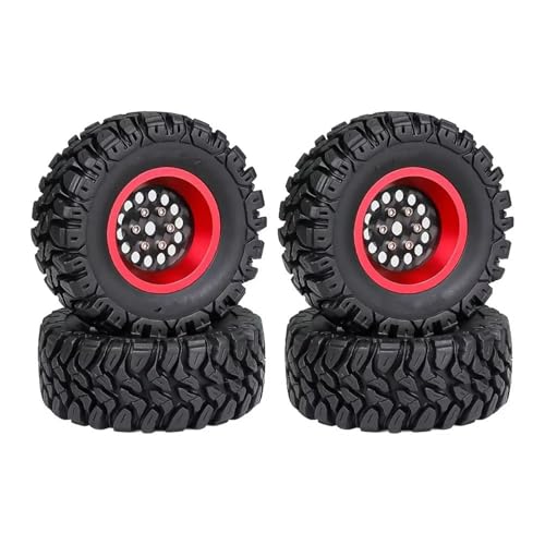 MGHGFYTAS RC Reifen Kompatibel Mit TRX4M Für SCX24 AX24 Für FCX24 1/18 1/24 RC Crawler Auto Teile 4 Stücke 62mm 1,2 "Carbon Faser Beadlock Rad Reifen Set(Red,D) von MGHGFYTAS