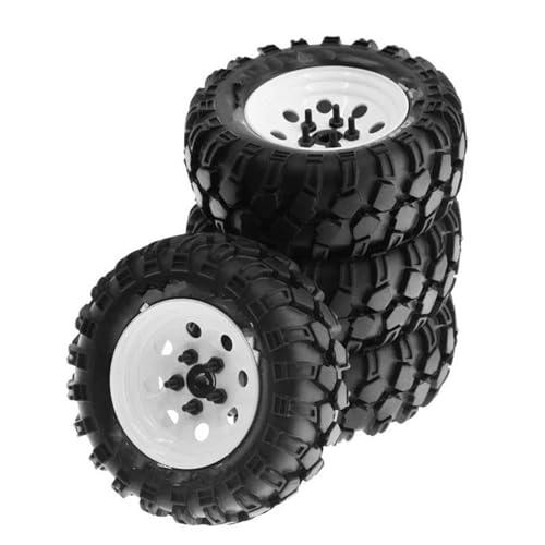 MGHGFYTAS RC Reifen Kompatibel Mit Trxs Für TRX4 Für RC4WD D90 D110 4 Stück 93 Mm Metall 1,9 Zoll Beadlock Felge Gummireifen Set Für 1/10 RC Crawler Auto(White) von MGHGFYTAS