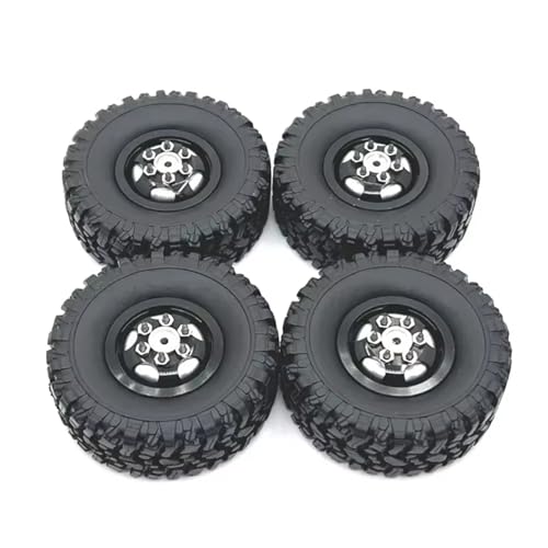 MGHGFYTAS RC Reifen Kompatibel Mit WPL C14 C24 C34 C44 C54 B14 B24 Für MN D90 Für MN99S Für MN78 Für MN82 RC Autoteile 67 Mm Metallfelge Gummireifen Reifen(Black) von MGHGFYTAS