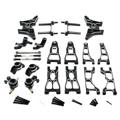 MGHGFYTAS RC Teile Für UD1201 UD1202 Für Pro 1/12 RC Auto Upgrade Teile Zubehör Metall Lenkung Tasse Vorne Und Hinten Suspension Arm Shock Tower Link Kit(Black) von MGHGFYTAS