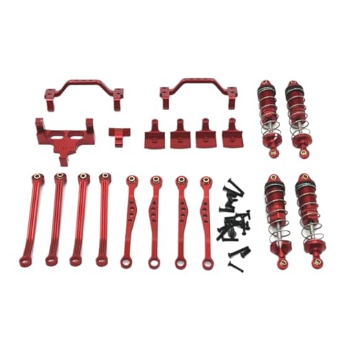 MGHGFYTAS RC Teile Für Wpl 1/16 Für C64 C64-1 C74-1 1/10 RC Auto Upgrade Teile Metall Stoßdämpfer Für Chassis Link Stange Zugstange Montieren Shock Mount Set(Red) von MGHGFYTAS