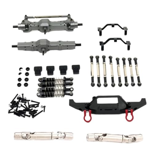 MGHGFYTAS RC Teile Für Wpl Für C14 C24 C24-1 1/16 RC Auto Upgrade Teile Metall Vorder- Und Hinterachse Für Chassis Link Stange Zugstange Montieren Stoßdämpfer Set(Black) von MGHGFYTAS