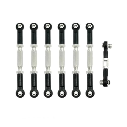 Pull Rod Link Linkage Kompatibel Mit Für traxxas Für Slash 4X4/2WD 1/10 RC-Auto-Tuning-Teile, 1 Set 7-teiliges Metall-Spannschloss, Sturzverbindungsende, Einstellbares Kit(Black) von MGHGFYTAS