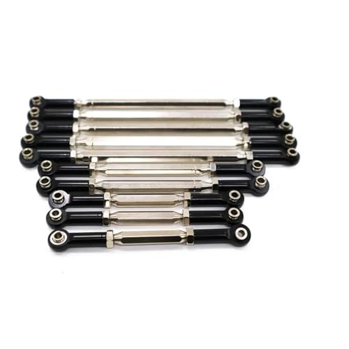 Pull Rod Link Linkage Kompatibel Mit Für traxxas Für TRAX-4 1/10 RC Crawler Teile Lenkstange Set RC Autoteil Radstand Rc Lenkstange Set(Black) von MGHGFYTAS