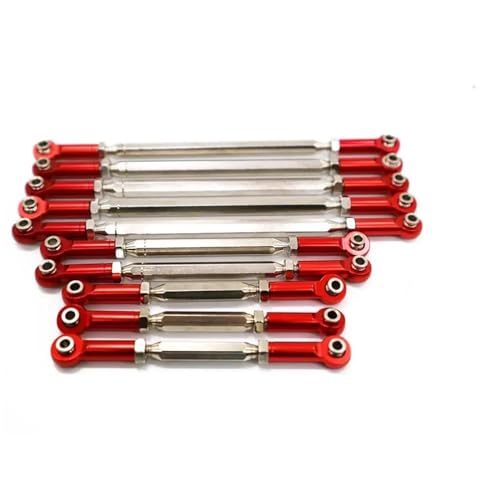 Pull Rod Link Linkage Kompatibel Mit Für traxxas Für TRAX-4 1/10 RC Crawler Teile Lenkstange Set RC Autoteil Radstand Rc Lenkstange Set(Red) von MGHGFYTAS