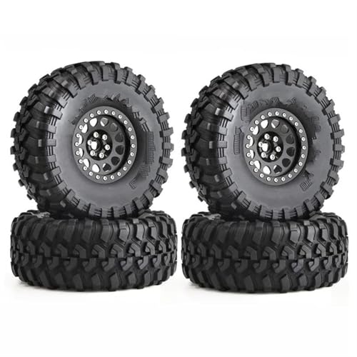 RC Auto Zubehör Für Axial SCX10 Für Wraith RR10 Für Capra Für Traxxas Für TRX4 YK4082 YK4083 1/10 2,2 "Beadlock Felge Reifen Set RC Crawler Auto Teile 135mm(Black) von MGHGFYTAS