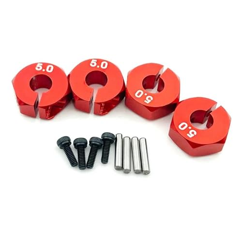 RC Auto Zubehör Für HSP Für Tamiya Für SCX10 Für Slash 5/6/7mm Dicke Rad Hex 12mm Stick Naben Mit Pins Schrauben RC Auto Crawler LKW Upgrade Teile(Red,5mm) von MGHGFYTAS