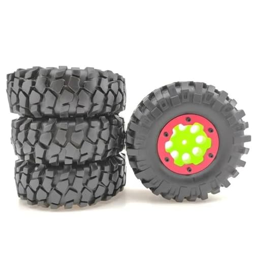 RC Reifen Kompatibel Mit Axial Für SCX10 Für Tamiya CC01 D90 TF2 Trxs TRX4 1,9 Zoll Gummireifen Felge 96 Mm Für 1/10 RC Rock Crawler(Green red) von MGHGFYTAS