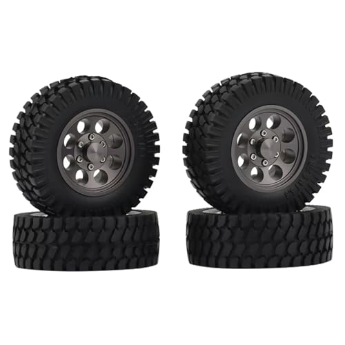 RC Reifen Kompatibel Mit D90 TF2 Für Tamiya CC01 LC70 Für LC80 Für MST Für JIMNY 1/10 RC Crawler Auto 4PCS 1,55 Metall Beadlock Felgen Reifen Set von MGHGFYTAS