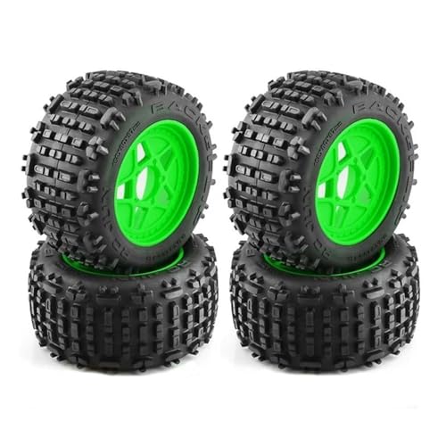 RC Reifen Kompatibel Mit Für traxxas Für Sledge Für E-Revo Für ARRMA RC Car 4 Stück 152 Mm 1/8 1/10 Für Monster Truck Reifen Mit 12 Mm 14 Mm 17 Mm Radsechskant(Green) von MGHGFYTAS