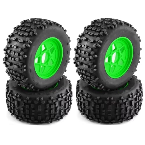 RC Reifen Kompatibel Mit TRAXXAS Für Sledge Für ARRMA Für KRATON Für Outcast Für Tamiya Für HSP 1/7 1/8 Für Monster Stunt Truck 4 Stück 170 Mm 3,8 Zoll Reifen(Green) von MGHGFYTAS