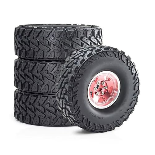 RC Reifen Kompatibel Mit Traxxas Für TRX4 D110 Für Axial Für SCX10 Für MST 1/10 RC Crawler Car 120 Mm 1,9 Zoll Metall Beadlock-Felge Gummireifen-Set(Pink) von MGHGFYTAS