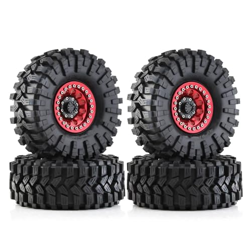 RC Reifen Kompatibel Mit Traxxas Für TRX4 D90 Für Axial Für SCX10 Für MST 1/10 RC Crawler Car 120 Mm Metall 1,9 Zoll Beadlock Felge Gummireifen-Set von MGHGFYTAS