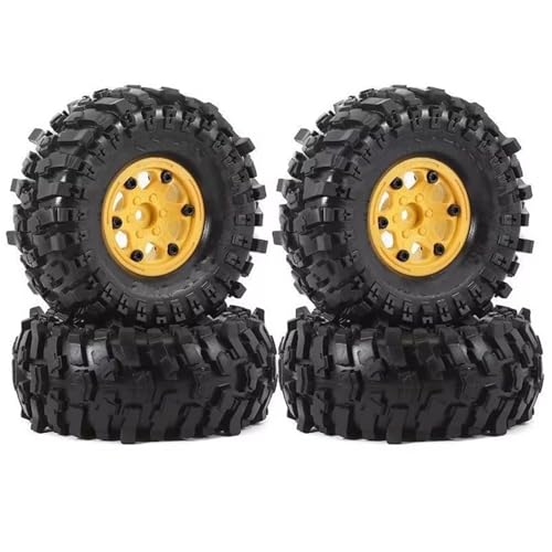 RC Reifen Kompatibel Mit Traxxas Für TRX4 D90 Für Axial Für SCX10 Für MST 1/10 RC Crawler Car 4 Stück 118 Mm 1,9 Zoll Beadlock Felgen-Gummireifen-Set(Yellow) von MGHGFYTAS