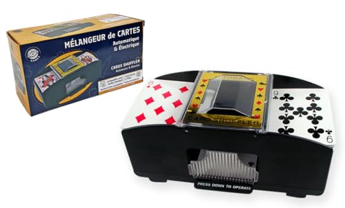 MGM GAMES - Kartenmischgehäuse – Schwarz – 140021 – Kartenspiel – Kunststoff – automatisch und elektrisch – Spielkarten – Gesellschaftsspiele – Batterien nicht im Lieferumfang enthalten – Poker – 20 von MGM GAMES