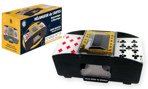 MGM GAMES - Kartenmischgehäuse – Schwarz – 140021 – Kartenspiel – Kunststoff – automatisch und elektrisch – Spielkarten – Gesellschaftsspiele – Batterien Nicht im Lieferumfang enthalten – Poker – 20 von MGM GAMES