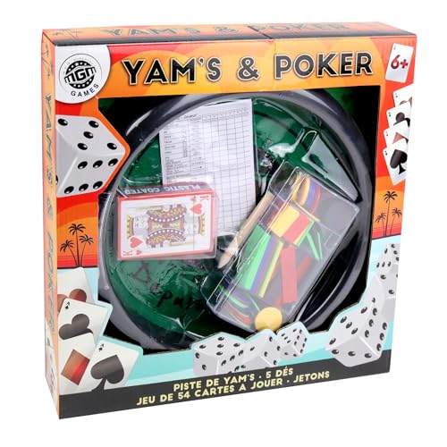 MGM GAMES - Yam's Spiel - Würfelspiel - 140019 - Grün - 2 bis 6 Spieler - Gesellschaftsspiele - Würfel - Spielchips - Glück - Punktzahl - Spielbrett - Kombination - Spielzubehör - 29 cm x 29 cm von MGM GAMES