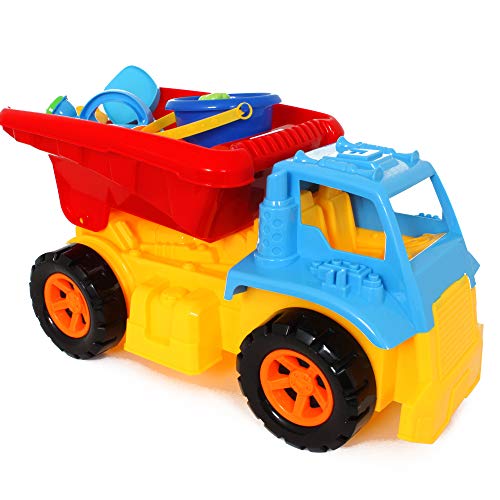 BLUE SKY Riesen-Kipper-Strand-LKW Netz – Mehrfarbig – 047601 – 59 cm – Strandspiel für Kinder ab 24 Monaten von BLUE SKY