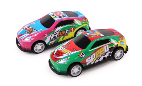 FLYPOP'S - 2 Mini Autos - DIE CAST - 022879 Metall - 1/64 - Kinderspielzeug - Geschenk - Freilaufende Fahrzeuge - Kirmes - 6,5 cm - Ab 3 Jahren von FLYPOP'S