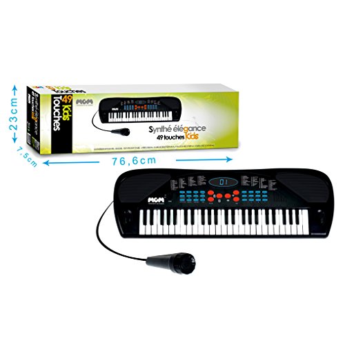 MGM Grand WS – Synthesizer – 49 Tasten – Teenager – 610600 – 66 cm – Ideal für Anfänger – Musik – Instrument – ​​IZZY – Klaviereinführung – USB-Kabel im Lieferumfang enthalten – Mikrofon von MGM