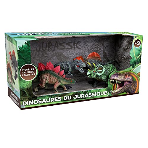 Zanimo & co 039614 4 Dinosaurier-039614-Grün-Kunststoff-Zum Sammeln-Kinder Spielzeug-Realistisch-Miniatur-Tier Sortiment-Ab 3 Jahren, Grey, Green and Red von Zanimo & co