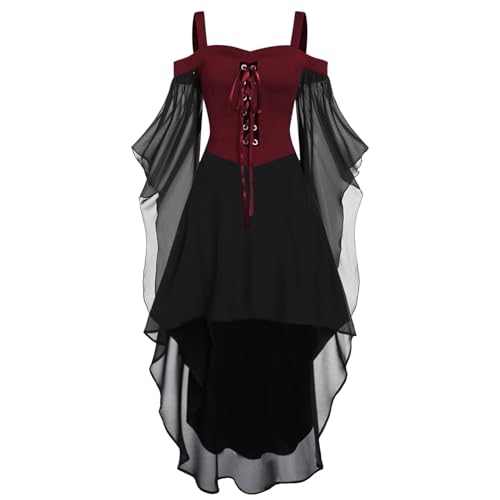 Halloween Kostüm Damen Gothic Kleid Lang Barock Mittelalter Kleid Elegant Große Größen Renaissance Kleid Renaissance Mittelalter Kostüm Viktorianisches Rokoko Gothic Kleider Weiß/schwarz Maskerade von MGSFGlk