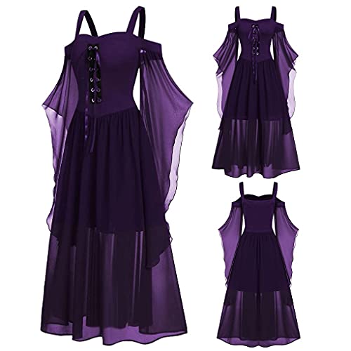 Halloween Kostüm Damen Gothic Kleid Lang Barock Mittelalter Kleid Elegant Große Größen Renaissance Kleid Renaissance Mittelalter Kostüm Viktorianisches Rokoko Gothic Kleider Weiß/schwarz Maskerade von MGSFGlk