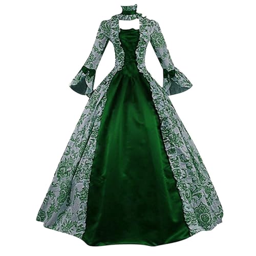 Halloween Kostüm Damen Mittelalter Kleid Mittelalterlich Rokoko Mittelalter Kostüm Gothic Barock Mittelalter Kleidung Vintage Gothic Kleid Renaissance Weiß/schwarz Gothic Kleider Große (Z1-AG, XXXL) von MGSFGlk