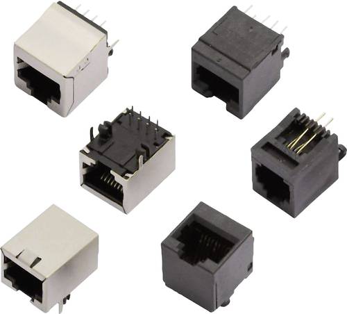 MH Connectors MHRJJ64NFV RJ11-Einbaubuchse 2101-0110-14 Buchse, Einbau vertikal Pole: 6P4C Schwarz von MH CONNECTORS