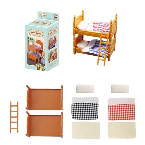 MHADBKH Bett Puppenhäuser Miniatur Möbel Dekor Etagenbett Mit Leiter Kinderschlafzimmer Set Doppelbetten Spielzeug Geschenk von MHADBKH