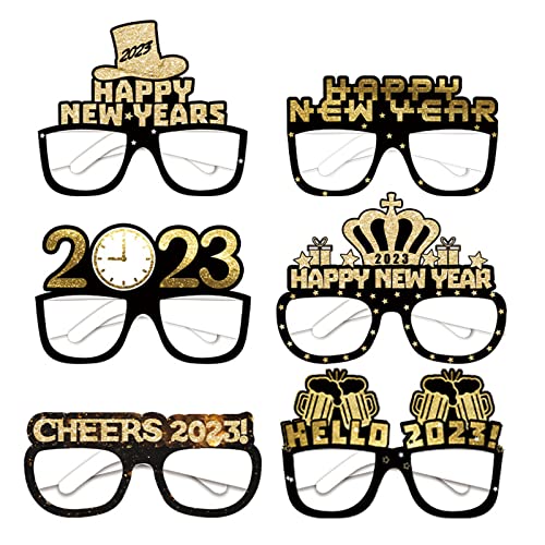 MHADBKH Fancy 3D Neujahrsparty-Brille Happy New Year Brille Feier Glitzer Papier Brille Rahmen Foto von MHADBKH