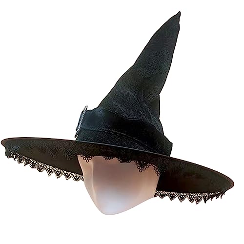 MHADBKH Halloween Hexenhut Zarte Samt Witch Hüte Für Maskerade Exquisite Spitzen Erwachsene Cosplay Kostümzubehör von MHADBKH