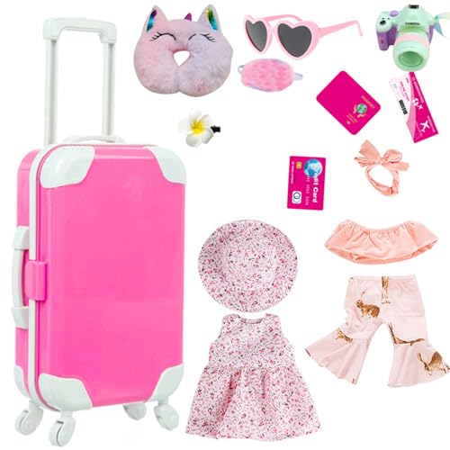 MHADBKH Modische Gemeinsame Mädchen Reisegepäck Für 18 Zoll Mit Kleidung Puppenzubehör Kinder Spielzeug Dress Up Kleidung von MHADBKH