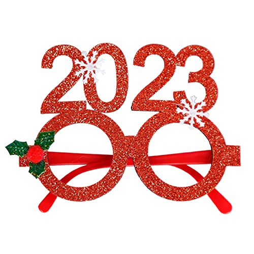 MHADBKH Weihnachtskostüm Brille Happy New Year Brille 2023 Brillenrahmen Photo Booth Requisiten Navidad Party von MHADBKH