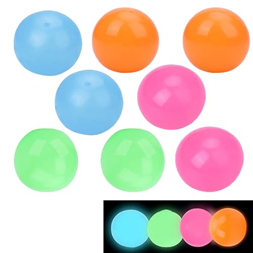 MHDUYEG 8 Stück Luminous Sticky Ball,Anti Stress Bälle,Antistressball Kinder,Stressball Erwachsene,Leuchtend Antistressball,Fluorescent Sticky Wall Ball,Wurfball Spielzeug für Kinder und Erwachsene von MHDUYEG