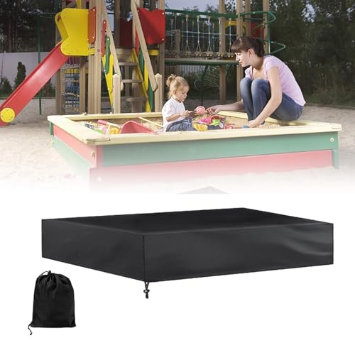 Sandkasten-Regenschutz, Quadratische Sandkastenabdeckung, Sandkasten-Sonnenschutz, Oxford-Sandkastenüberdachung, Garten-Sandkastenabdeckung, Snadbox-Schatten, Sandbunker(Noir,120x120x20cm) von MIAOMI