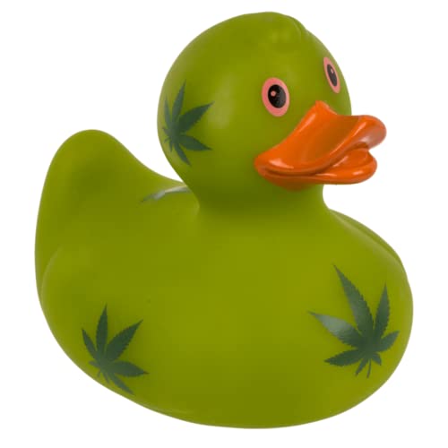 Badeente aus Gummi – Ente fürs Auto, wasser- und schmutzabweisend, ideal zum Baden von Babys, ab 6 Monaten, EU-zertifiziert (Patito Cannabis) von MIBANDERA