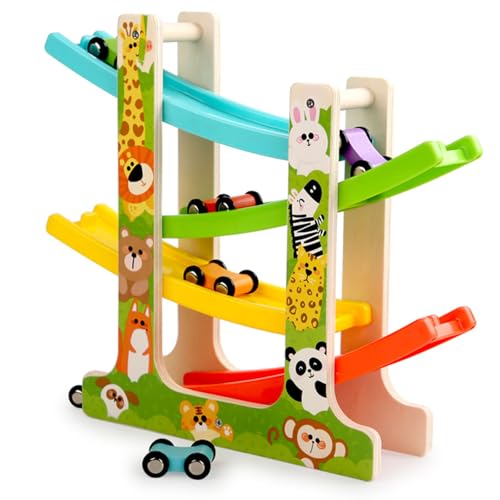 Hölzernes Auto-Rampe-Spielzeug, Interaktives Früh Kindliches Bildungs Spiel Für 1-2 Jahre Alte Kinder Mit 6 Mini-Autos, Geeignet Für Geburtstags Geschenke Für Jungen Und Mädchen-A0 Hölzernes Auto-Rampe-Spielzeug, Interaktives Früh Kindliches Bildungs Spiel Für 1-2 Jahre Alte Kinder Mit 6 Mini-Autos, Geeignet Für Geburtstags Geschenke Für Jungen Und Mädchen-A0 von MICToy