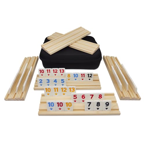 MIDOLITE Rummy Würfelspiel mit 6 Holzregalen, tragbare Tasche für Familienkinder von MIDOLITE