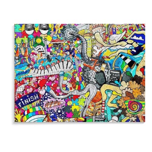 Puzzle 1000 Teile Für Erwachsene Und Kinder, Graffiti-Puzzle, Handgefertigt, Puzzlespiel, Spielzeug, Personalisierte Geschenkpuzzles, Weihnachtspuzzle (75 × 50 cm) von MIDUNU